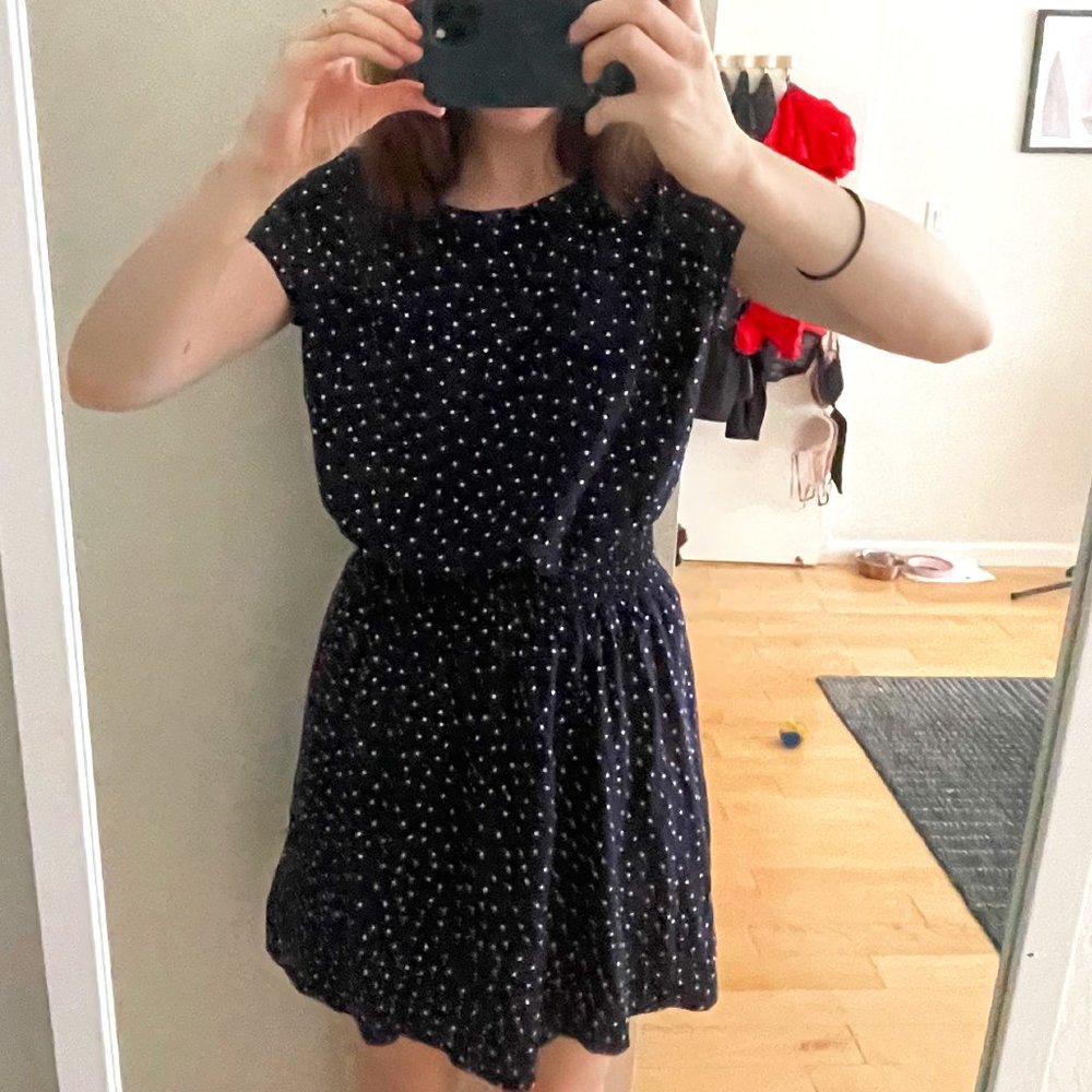 Gap Navy Blue Dot Short Sleeve Dress (S)